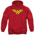 DC/WONDER WOMAN LOGO DIST - ADULT PULLOVER HOODIE - RED