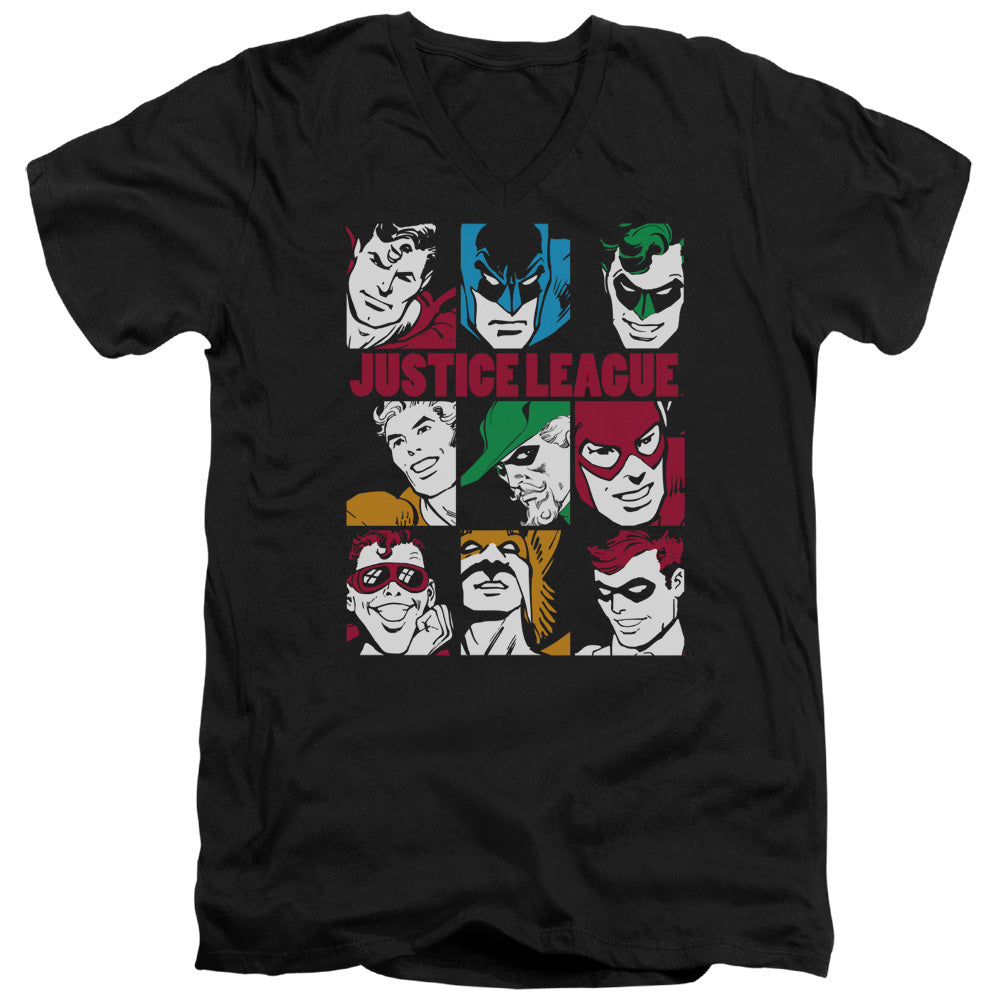 DC/NINE BLOCKS OF JUSTICE - S/S ADULT V-NECK 30/1 - BLACK