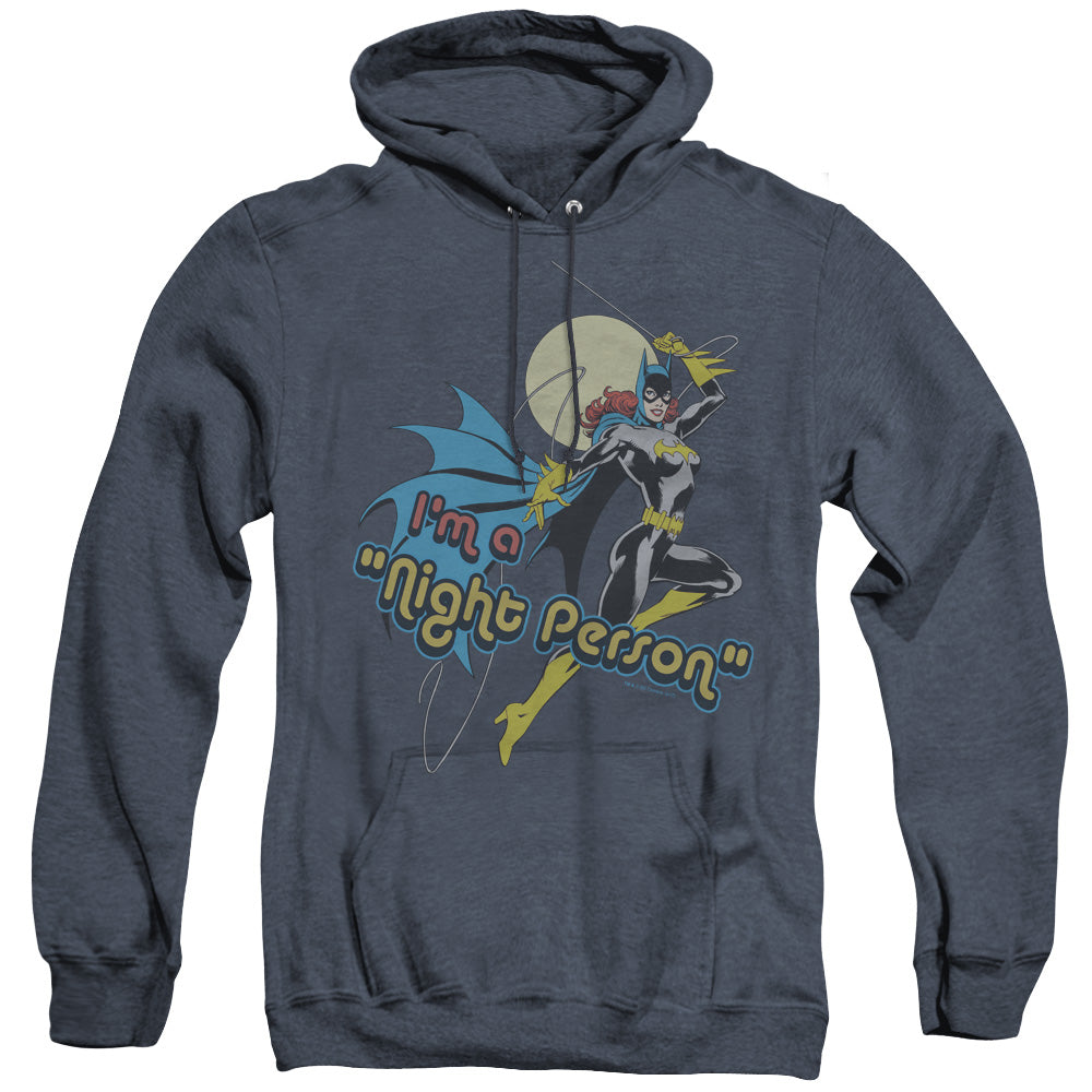 DC/NIGHT PERSON - ADULT HEATHER HOODIE - NAVY