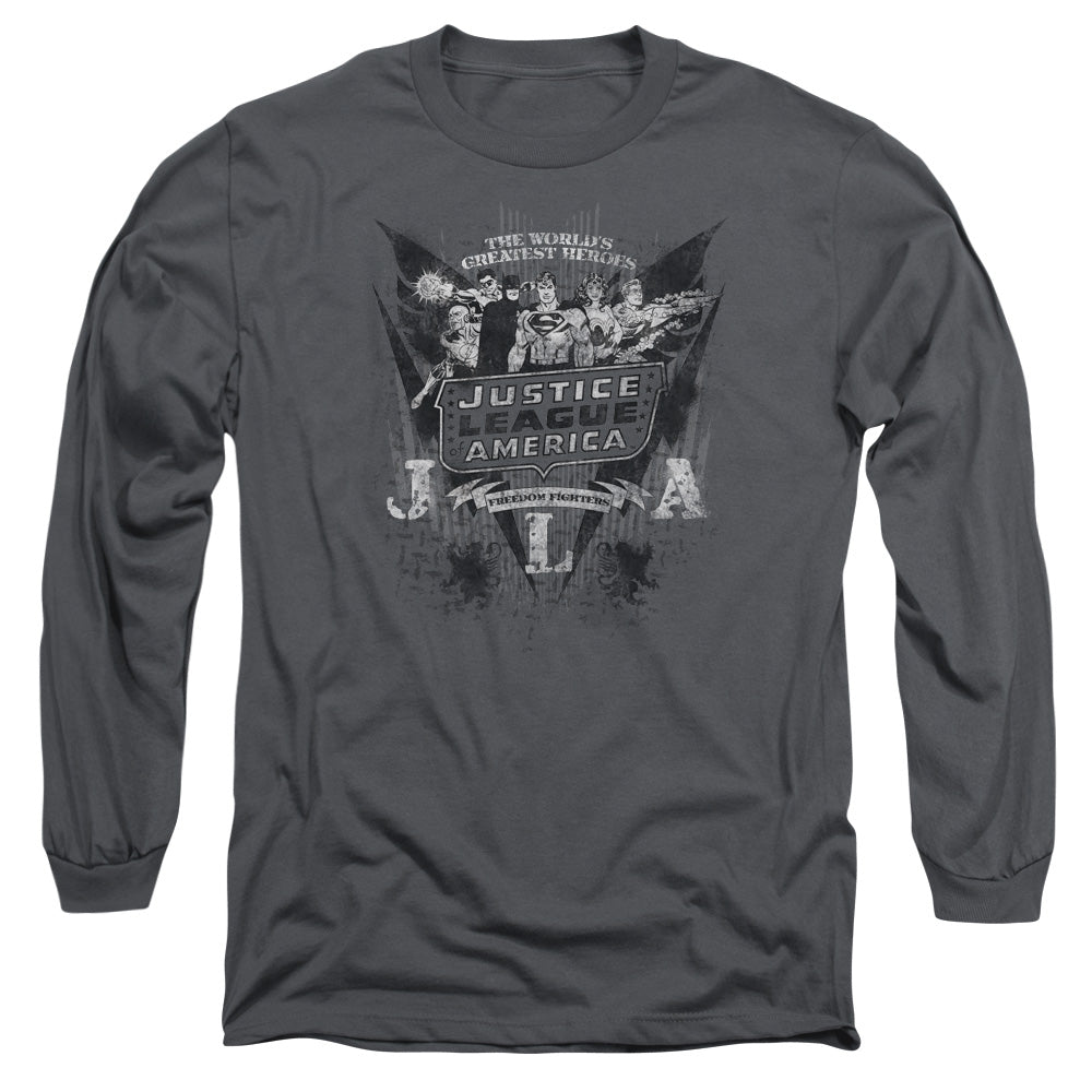 DC/GREATEST HEROES - L/S ADULT 18/1 - CHARCOAL