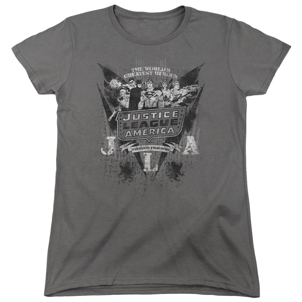 DC/GREATEST HEROES - S/S WOMENS TEE - CHARCOAL