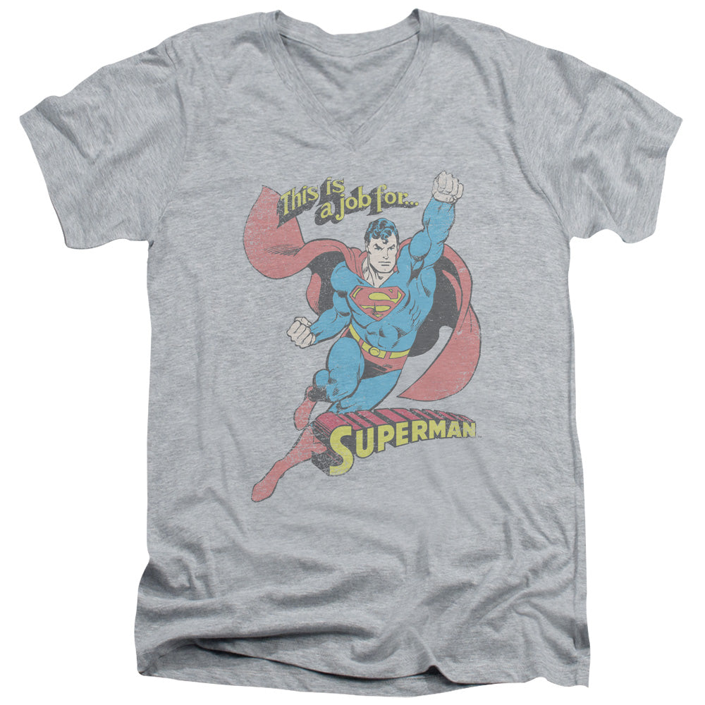 DC/ON THE JOB - S/S ADULT V-NECK 30/1 - ATHLETIC HEATHER