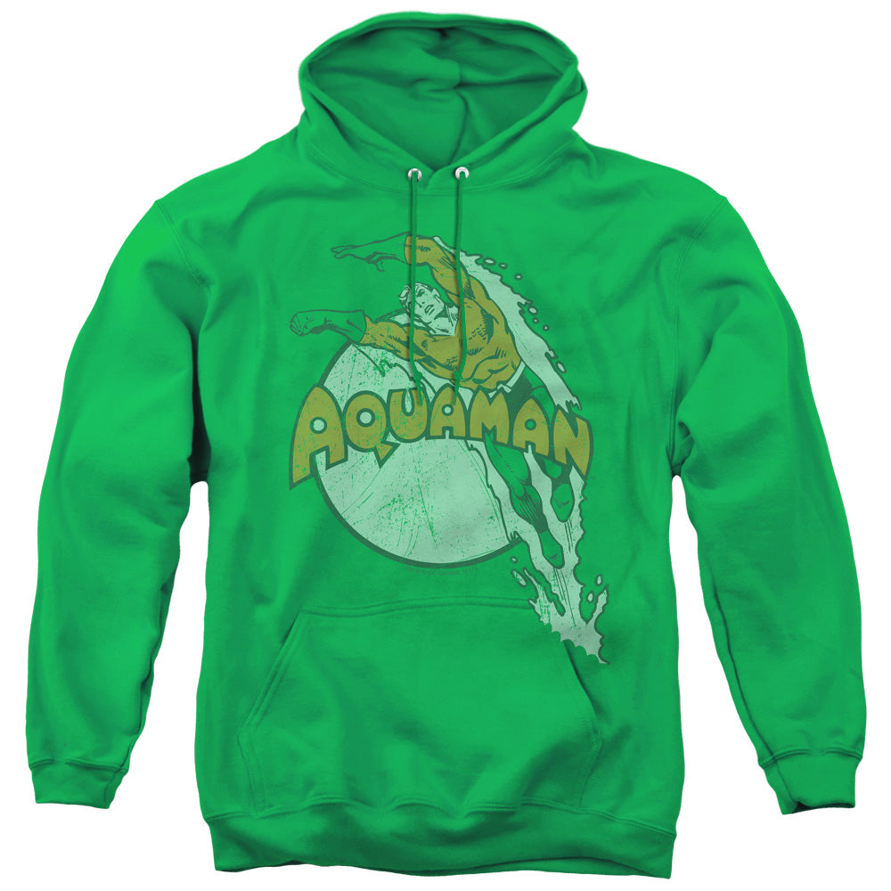 DC/AQUAMAN SPLASH - ADULT PULLOVER HOODIE - KELLY GREEN