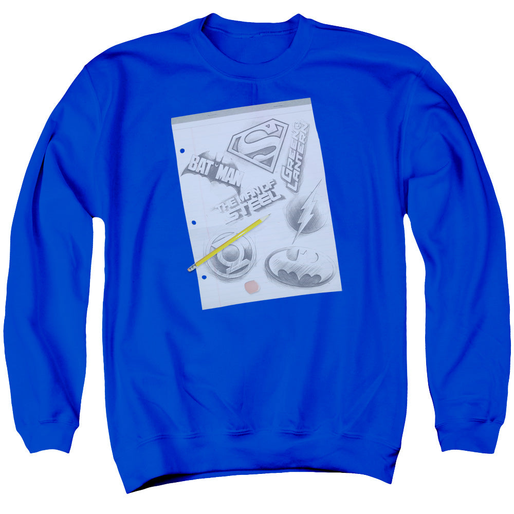 DC/LOGO NOTE PAPER - ADULT CREWNECK SWEATSHIRT - ROYAL BLUE