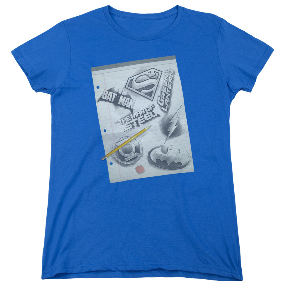 DC/LOGO NOTE PAPER - S/S WOMENS TEE - ROYAL BLUE