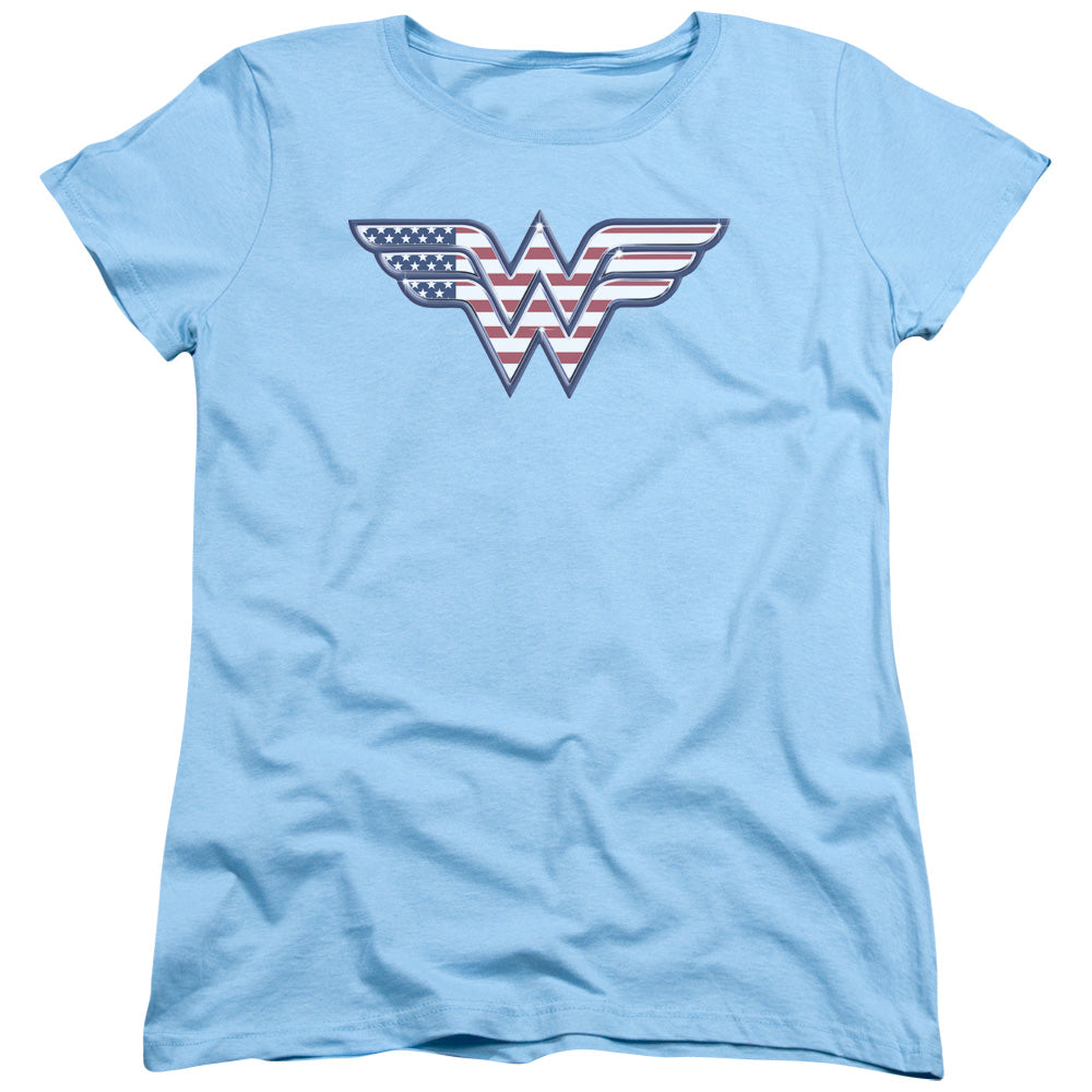 DC/RED,WHITE & BLUE - S/S WOMENS TEE - LIGHT BLUE