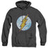 DC FLASH/FLASH NEON DISTRESS LOGO - ADULT HEATHER HOODIE - BLACK