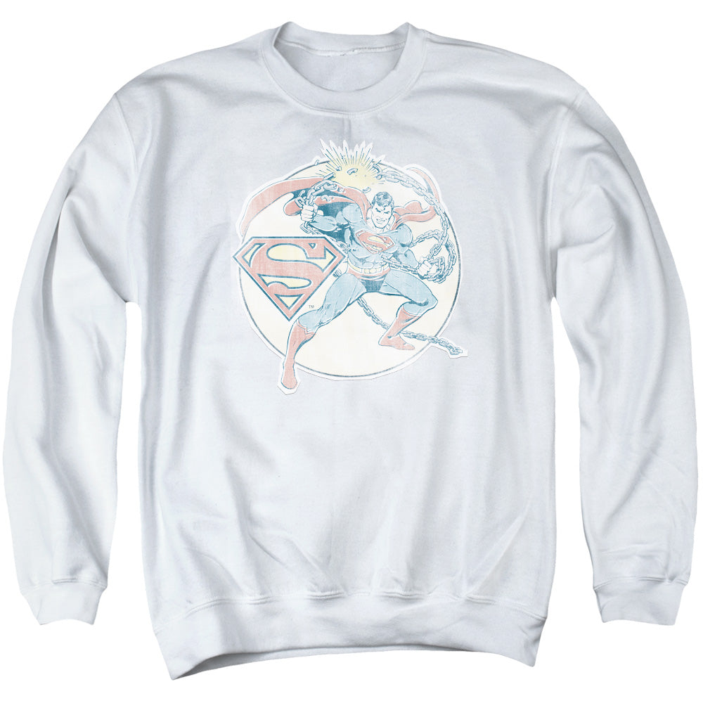DCO/RETRO SUPERMAN IRON ON - ADULT CREWNECK SWEATSHIRT - WHITE