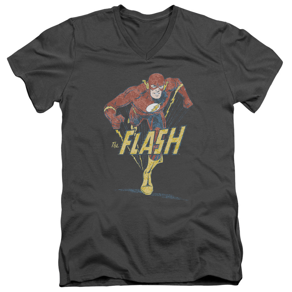 DC FLASH/DESATURATED FLASH - S/S ADULT V-NECK 30/1 - CHARCOAL