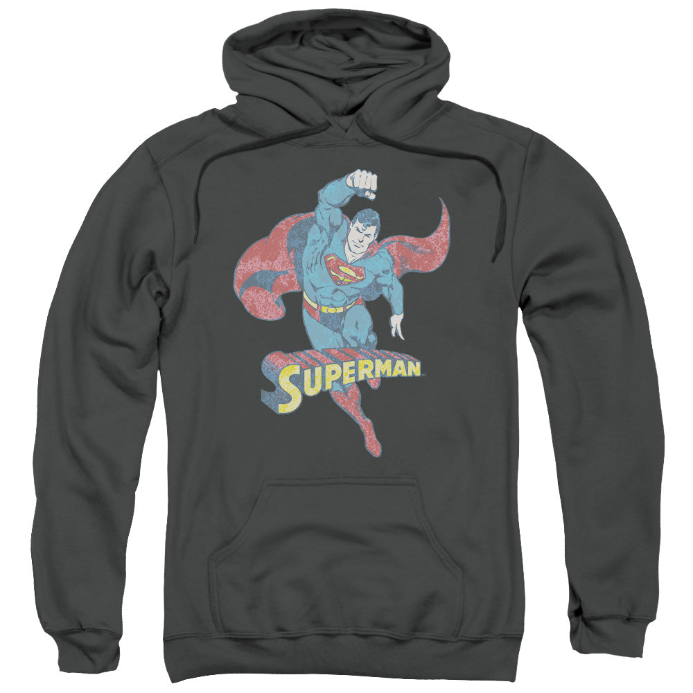 DCO/DESATURATED SUPERMAN - ADULT PULLOVER HOODIE - CHARCOAL