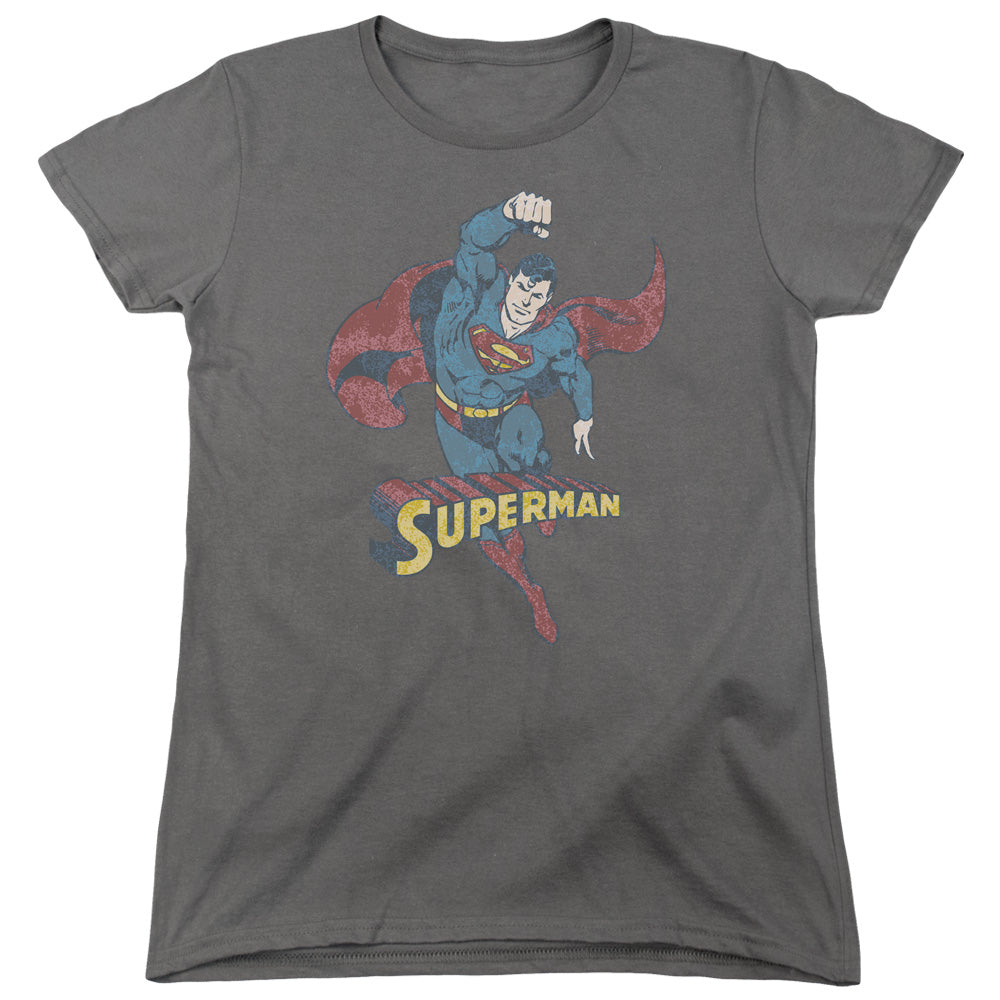 DCO/DESATURATED SUPERMAN - S/S WOMENS TEE - CHARCOAL