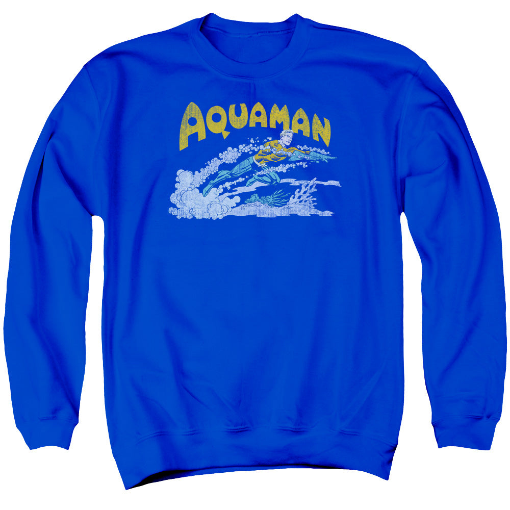 DC/AQUAMAN AQUA SWIM - ADULT CREWNECK SWEATSHIRT - ROYAL BLUE