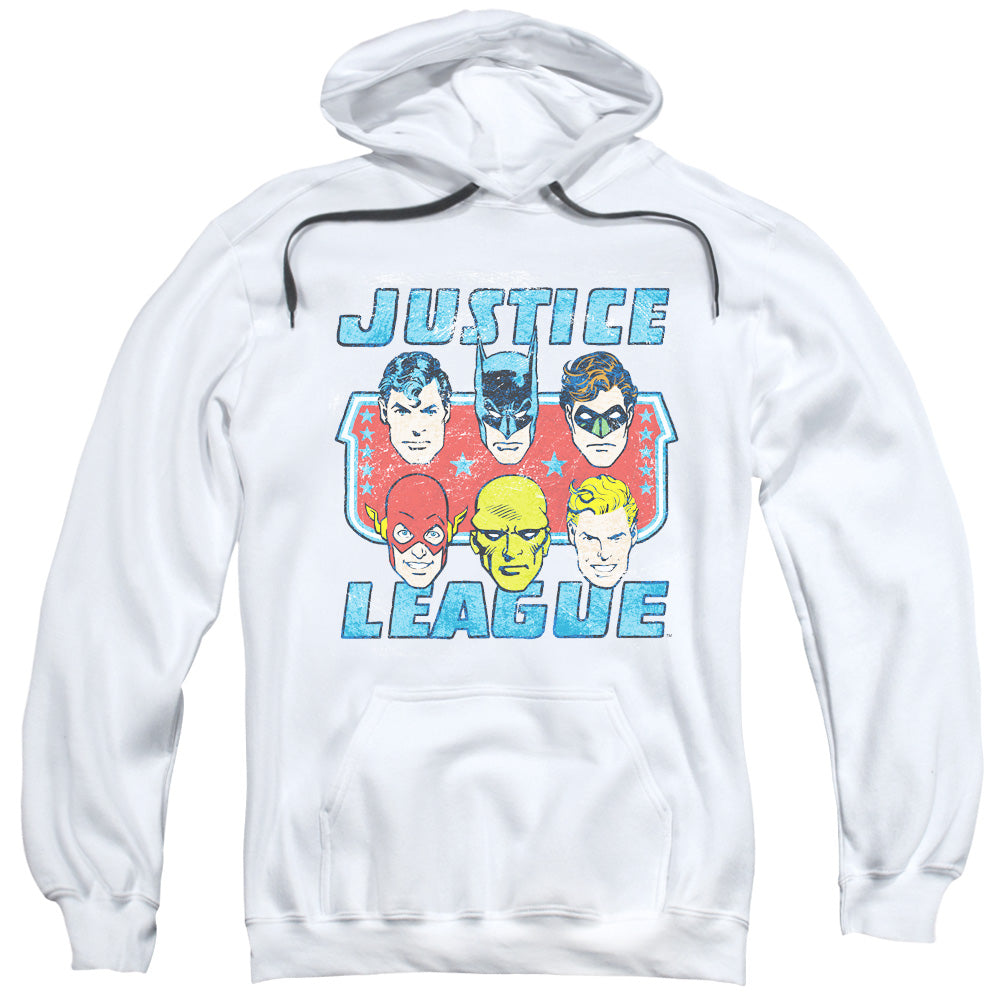 DC/FACES OF JUSTICE - ADULT PULLOVER HOODIE - WHITE