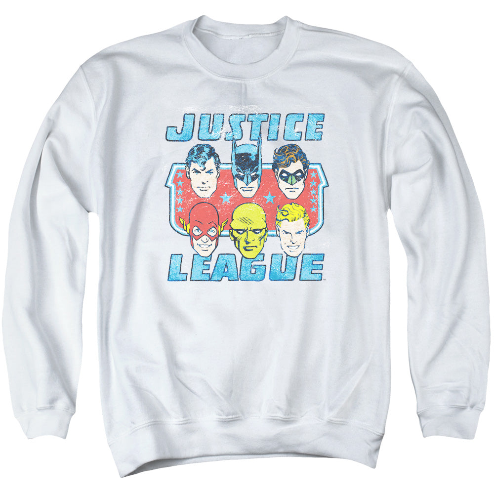 DC/FACES OF JUSTICE - ADULT CREWNECK SWEATSHIRT - WHITE