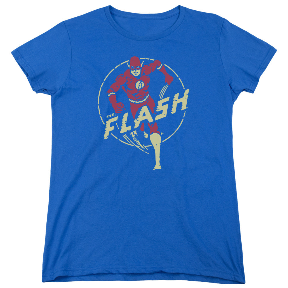 DC FLASH/FLASH COMICS - S/S WOMENS TEE - ROYAL BLUE