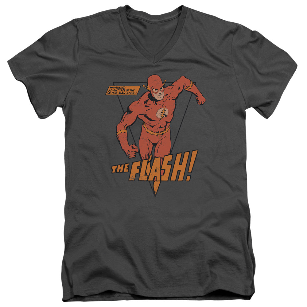 DC FLASH/WHIRLWIND - S/S ADULT V-NECK 30/1 - CHARCOAL