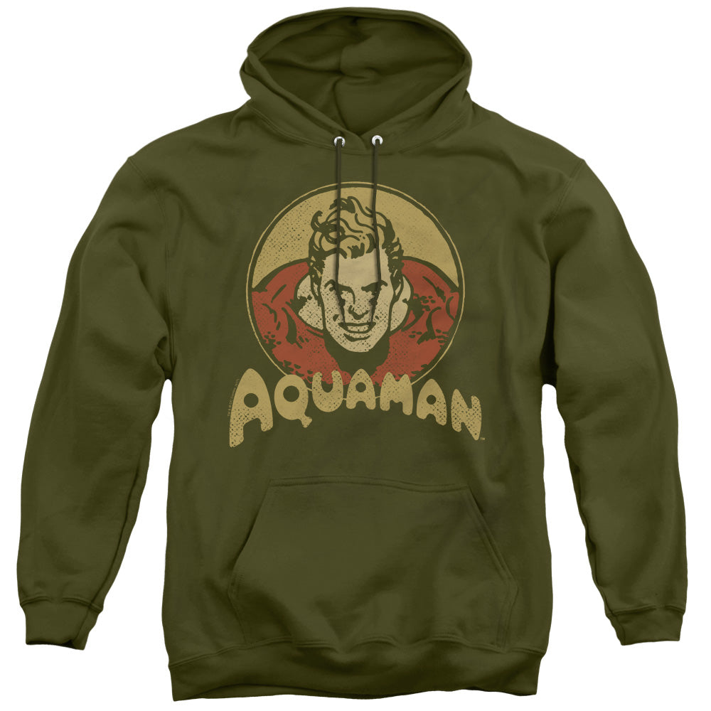 DC/AQUAMAN AQUA CIRCLE - ADULT PULLOVER HOODIE - MILITARY GREEN