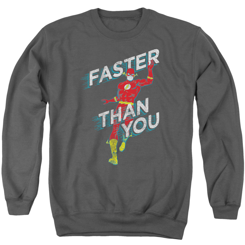 DC FLASH/FASTER THAN YOU - ADULT CREWNECK SWEATSHIRT - CHARCOAL