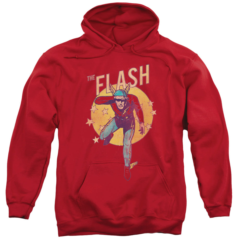 DC FLASH/CIRCLE & STARS - ADULT PULLOVER HOODIE - RED