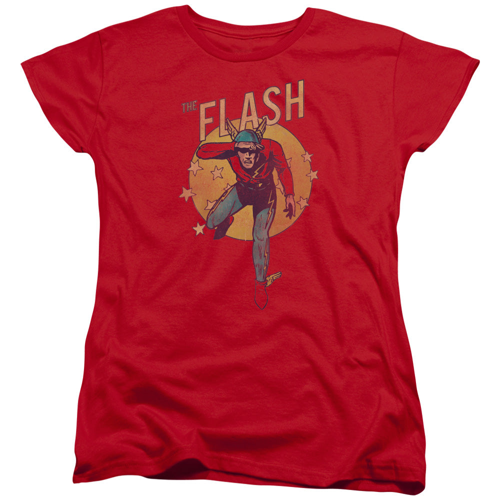 DC FLASH/CIRCLE & STARS - S/S WOMENS TEE - RED