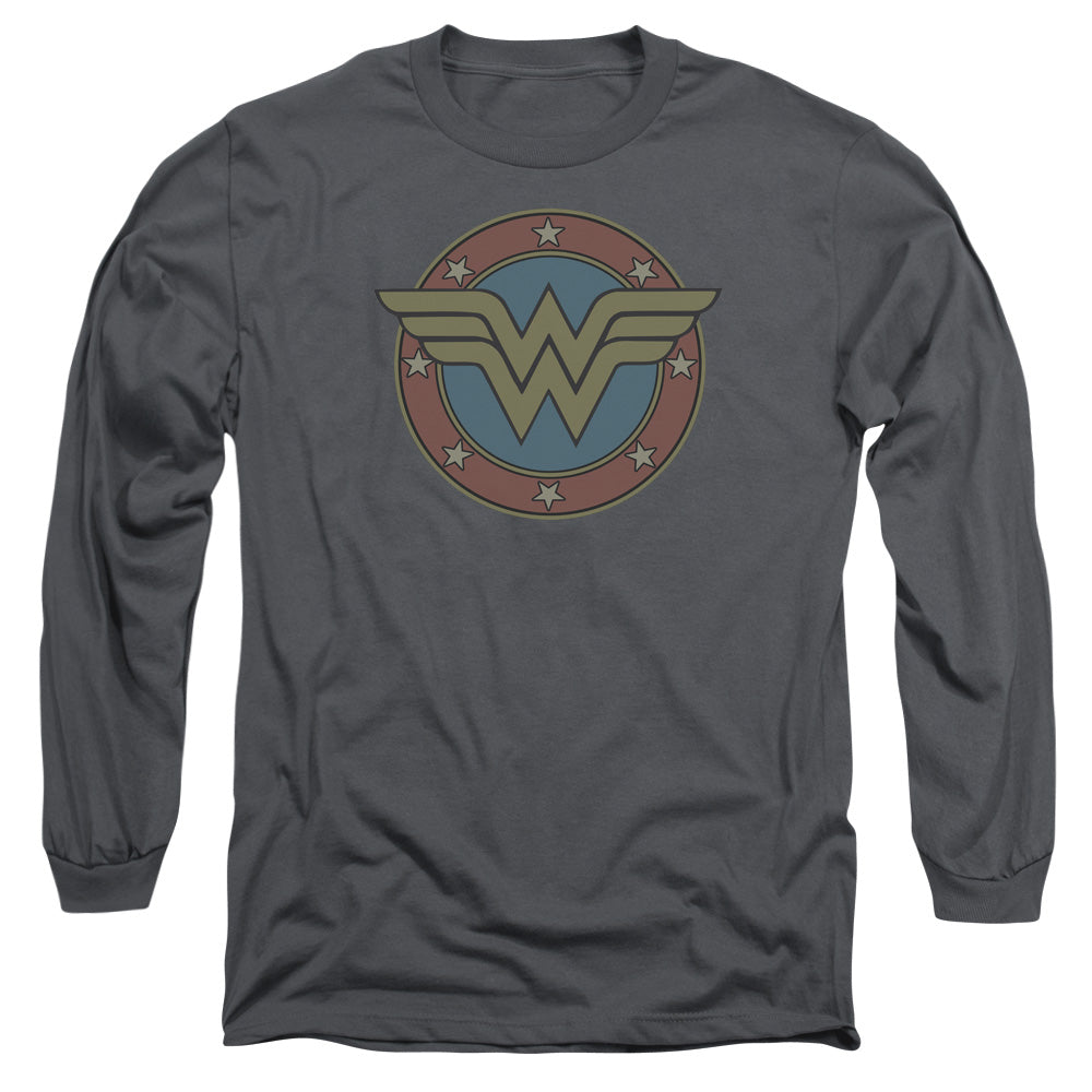 DC/WW VINTAGE EMBLEM -  L/S ADULT 18/1  - CHARCOAL