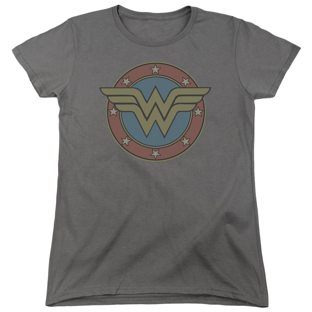 DC/WW VINTAGE EMBLEM - S/S WOMENS TEE - CHARCOAL