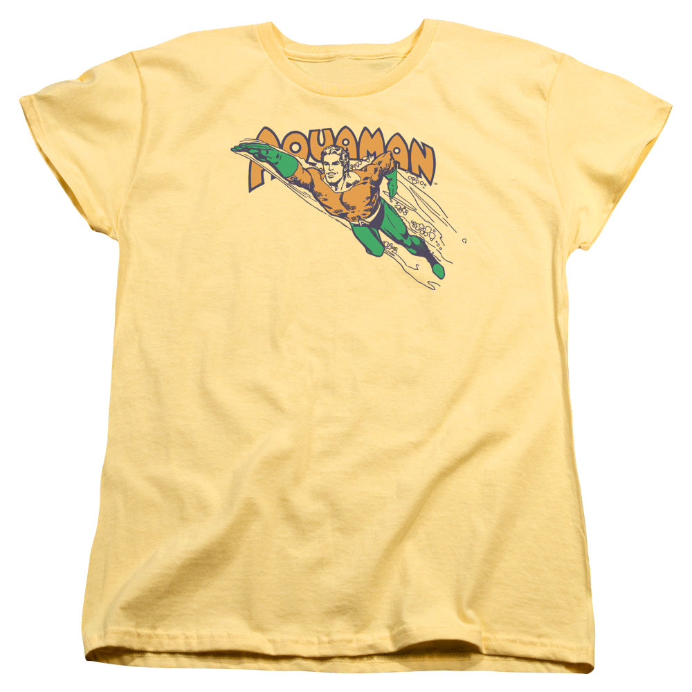 DC/AQUAMAN SWIM THROUGH - S/S WOMENS TEE - BANANA