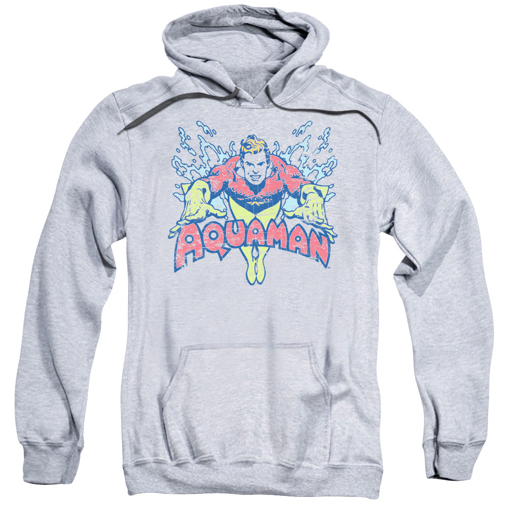DC/AQUAMAN SPLISH SPLASH - ADULT PULLOVER HOODIE - ATHLETIC HEATHER