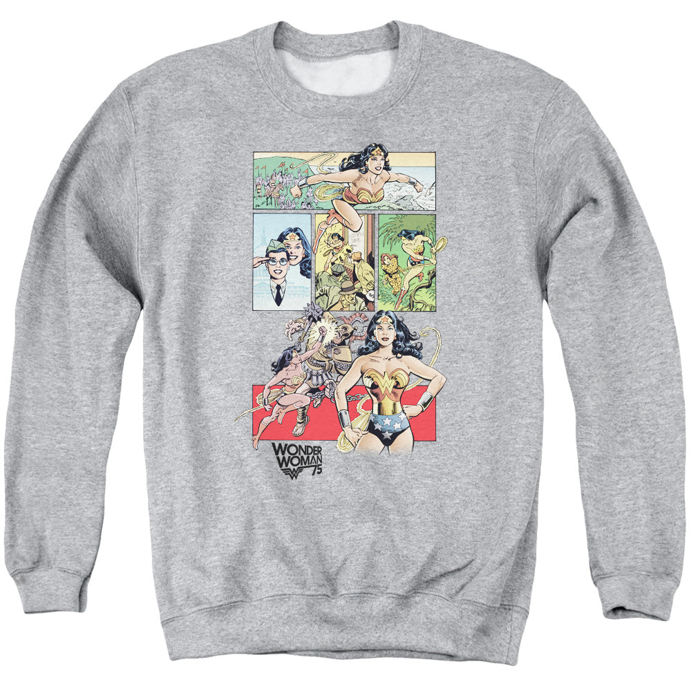 WONDER WOMAN/WW75 COMIC PAGE - ADULT CREWNECK SWEATSHIRT - ATHLETIC HEATHER