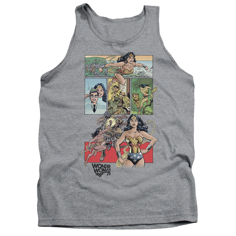 WONDER WOMAN/WW75 COMIC PAGE - ADULT TANK - ATHLETIC HEATHER