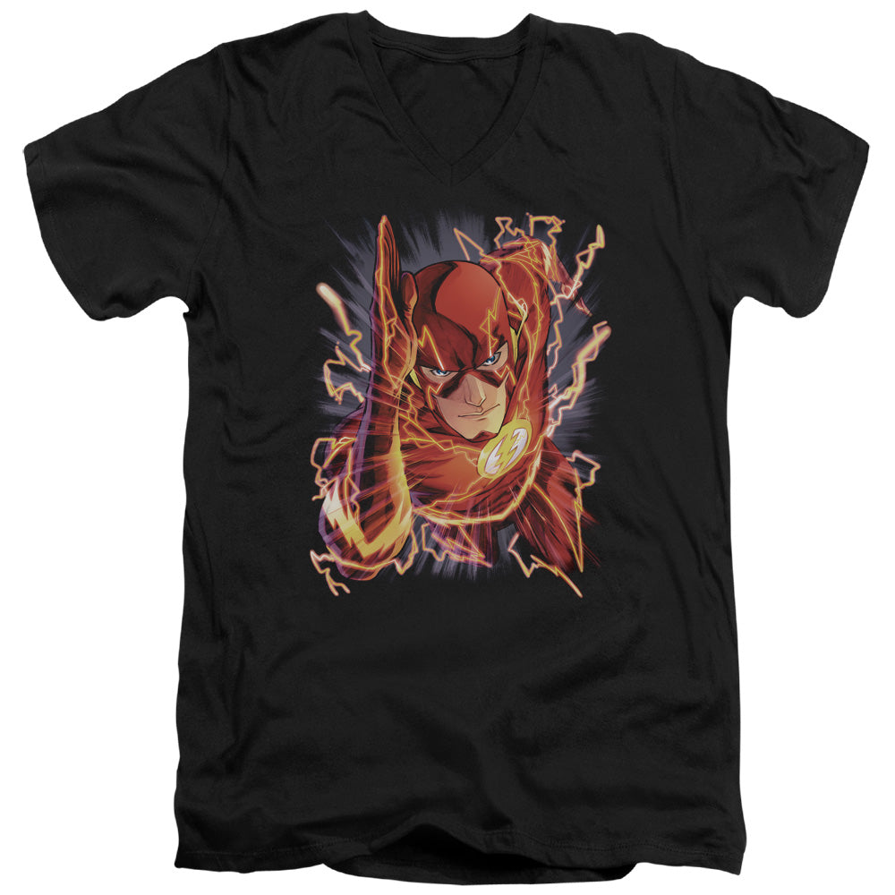 JLA/FLASH #1 - S/S ADULT V-NECK 30/1 - BLACK