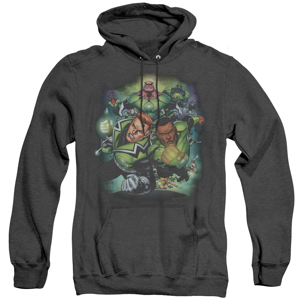 GREEN LANTERN/CORPS #1 - ADULT HEATHER HOODIE - BLACK