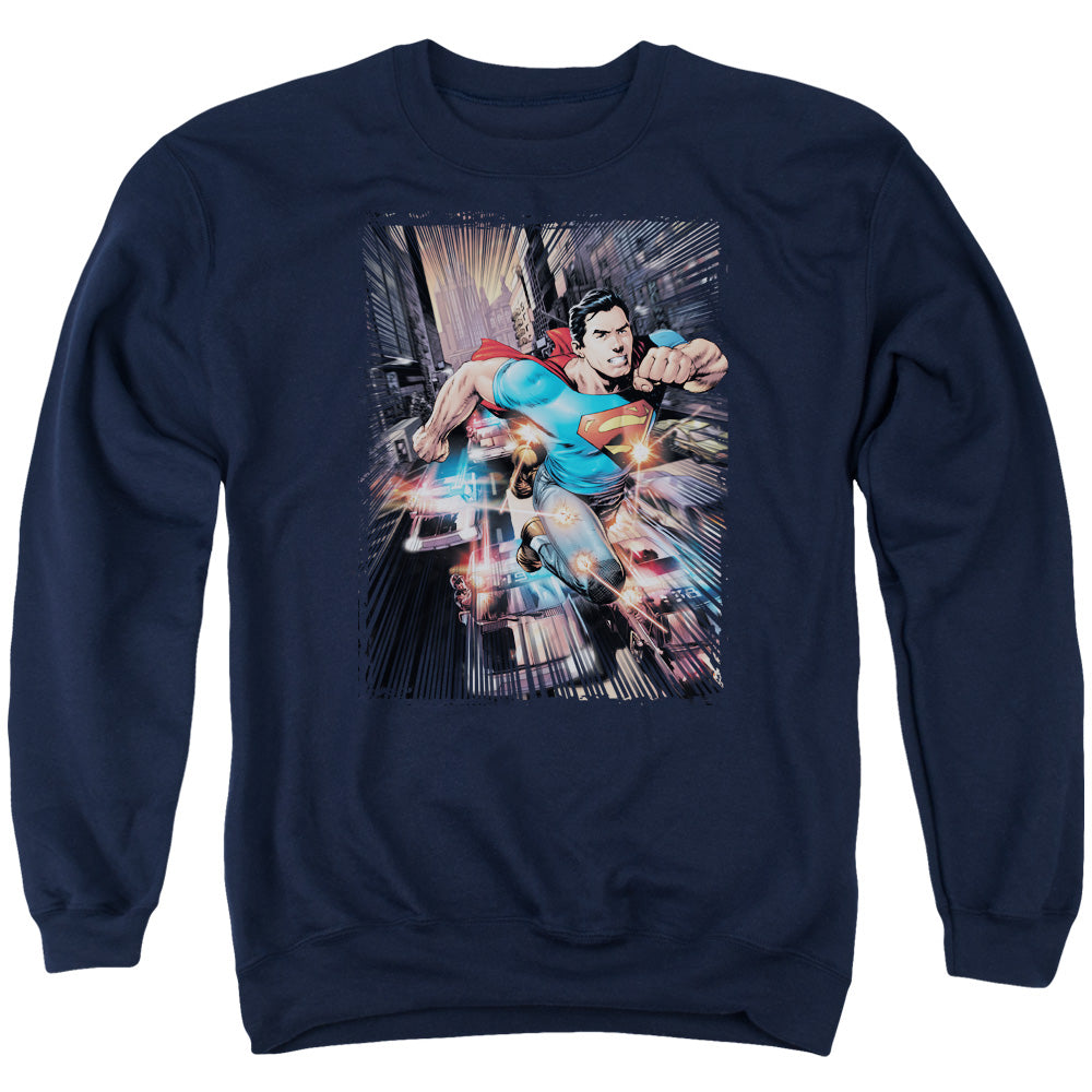 SUPERMAN/ACTION COMICS #1 - ADULT CREWNECK SWEATSHIRT - NAVY