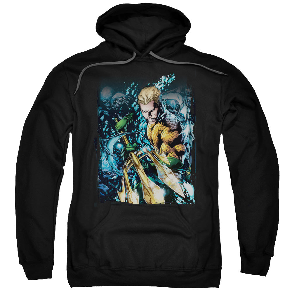 JLA/AQUAMAN #1 - ADULT PULLOVER HOODIE - BLACK