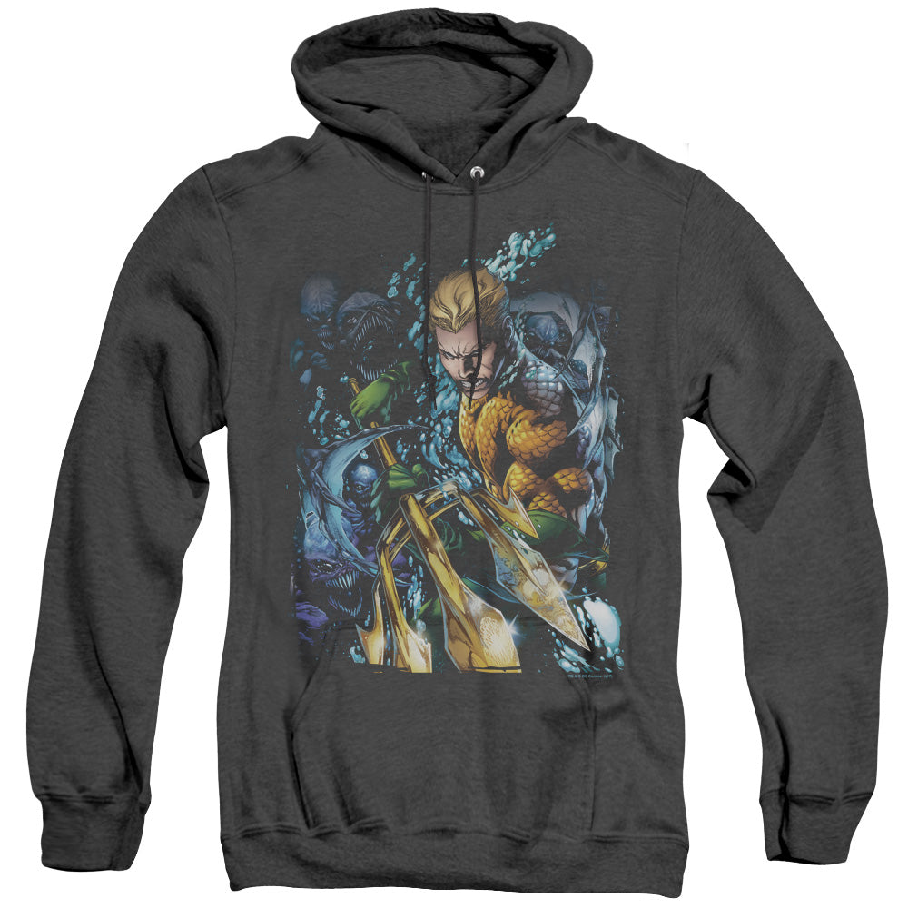 JLA/AQUAMAN #1 - ADULT HEATHER HOODIE - BLACK