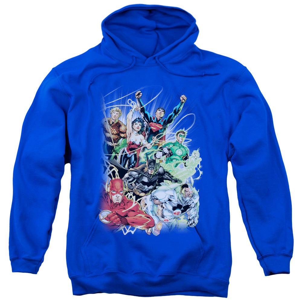 JLA/JUSTICE LEAGUE #1 - ADULT PULLOVER HOODIE - ROYAL BLUE