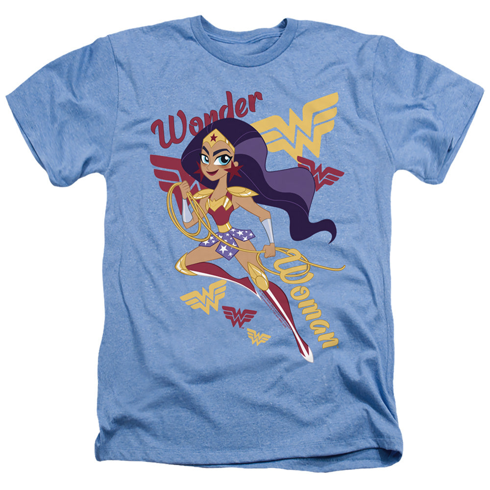 DC SUPERHERO GIRLS/WONDER WOMAN - ADULT HEATHER - LIGHT BLUE