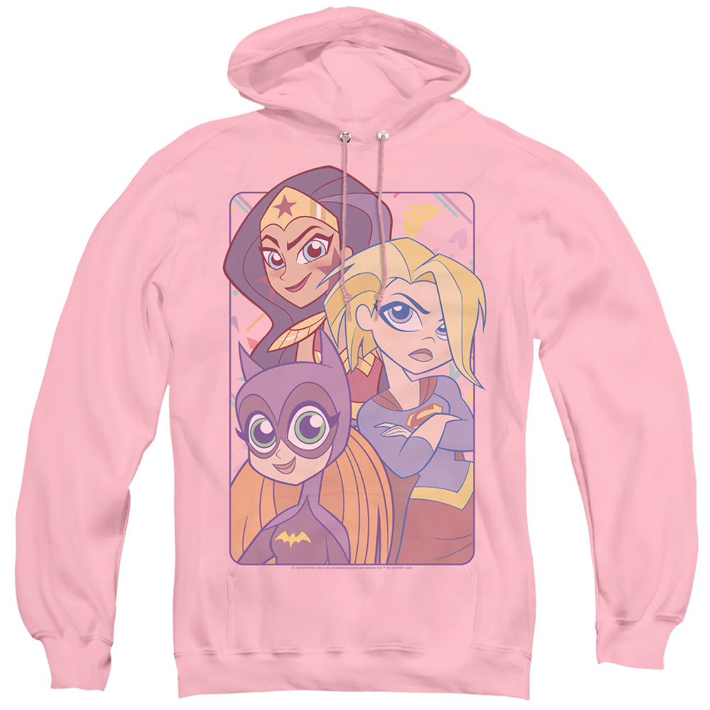 DC SUPERHERO GIRLS/DONT BOX US IN - ADULT PULLOVER HOODIE - PINK
