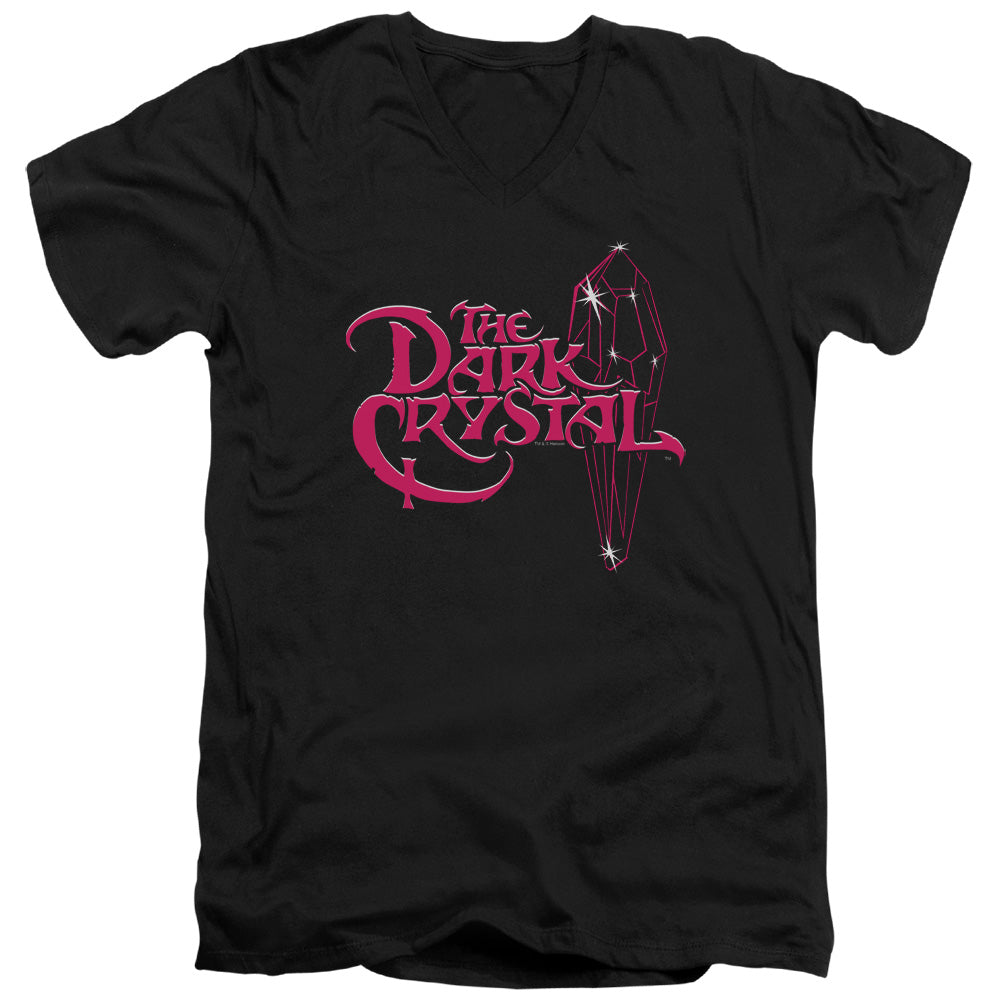 DARK CRYSTAL/BRIGHT LOGO - S/S ADULT V-NECK 30/1 - BLACK