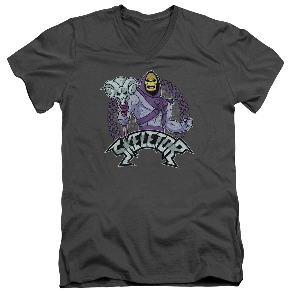 MASTERS OF THE UNIVERSE/SKELETOR - S/S ADULT V-NECK 30/1 - CHARCOAL
