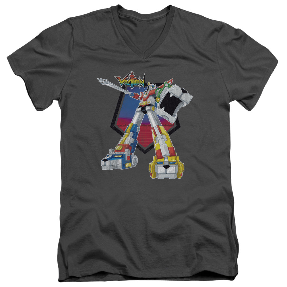 VOLTRON/BLAZING SWORD - S/S ADULT V-NECK 30/1 - CHARCOAL