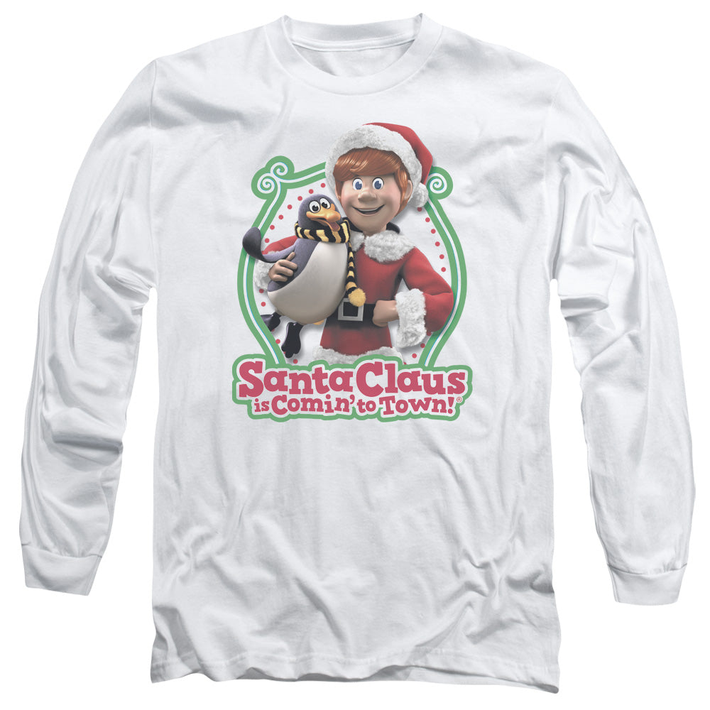 SANTA CLAUS IS COMIN TO TOWN/PENGUIN -  L/S ADULT 18/1  - WHITE