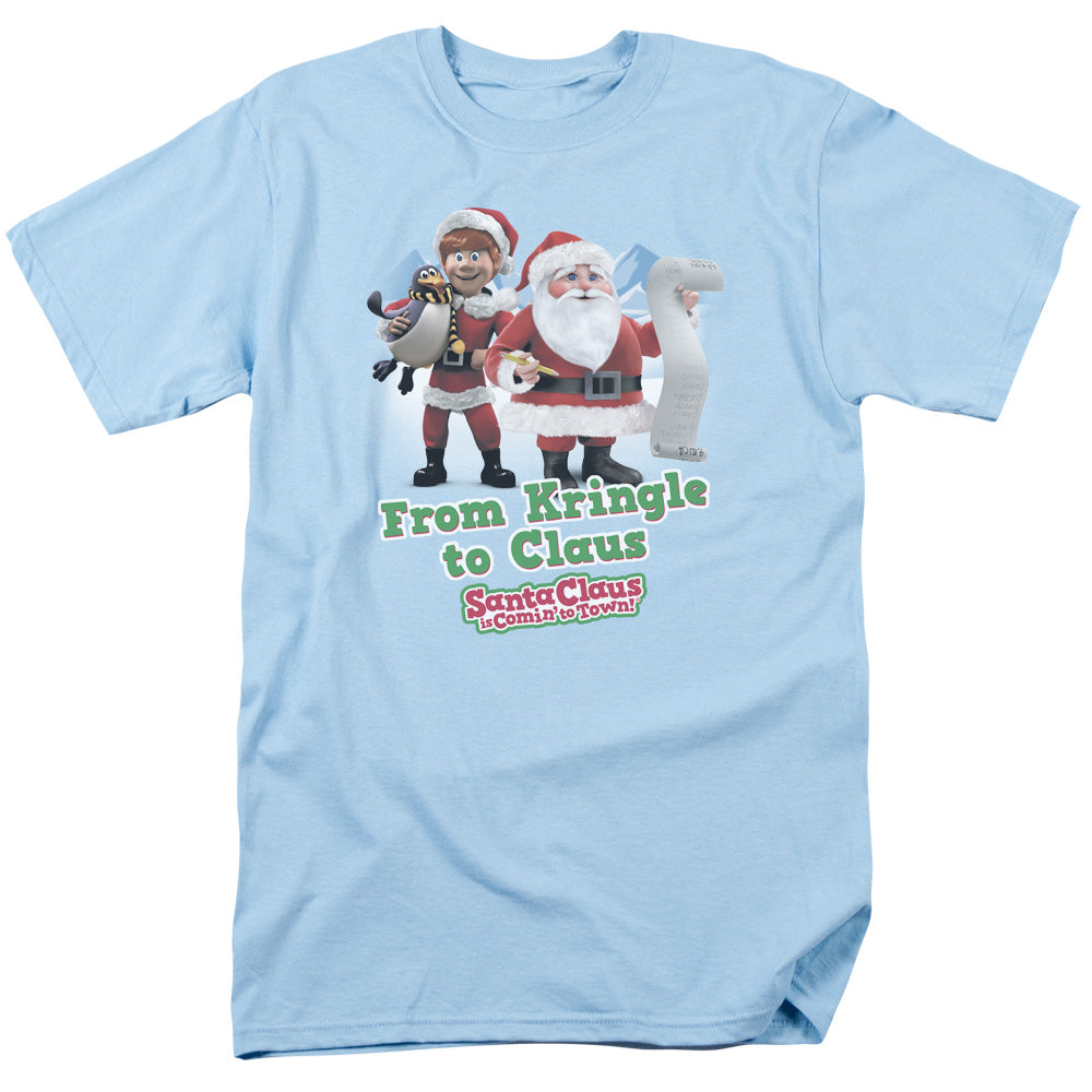 SANTA CLAUS IS COMIN TO TOWN/KRINGLE TO CLAUS - S/S ADULT 18/1 - LIGHT BLUE