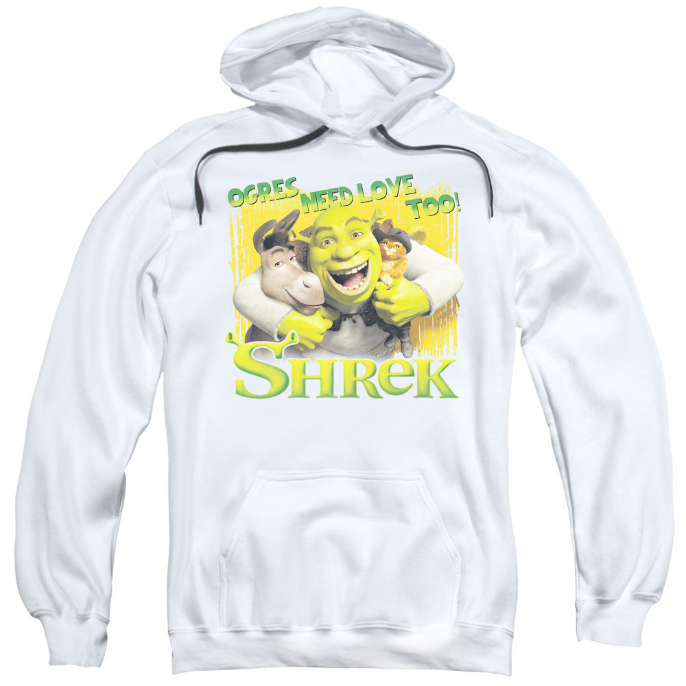 SHREK/OGRES NEED LOVE - ADULT PULLOVER HOODIE - WHITE