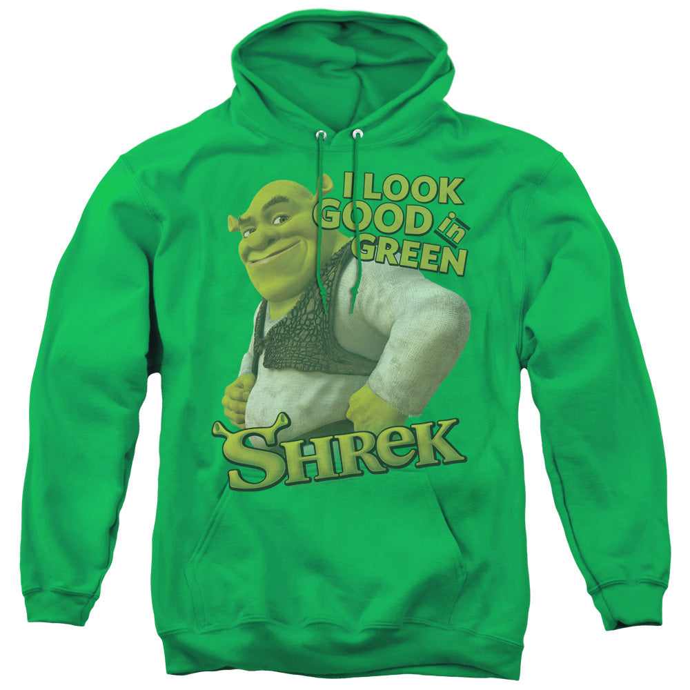 SHREK/LOOKING GOOD - ADULT PULLOVER HOODIE - KELLY GREEN