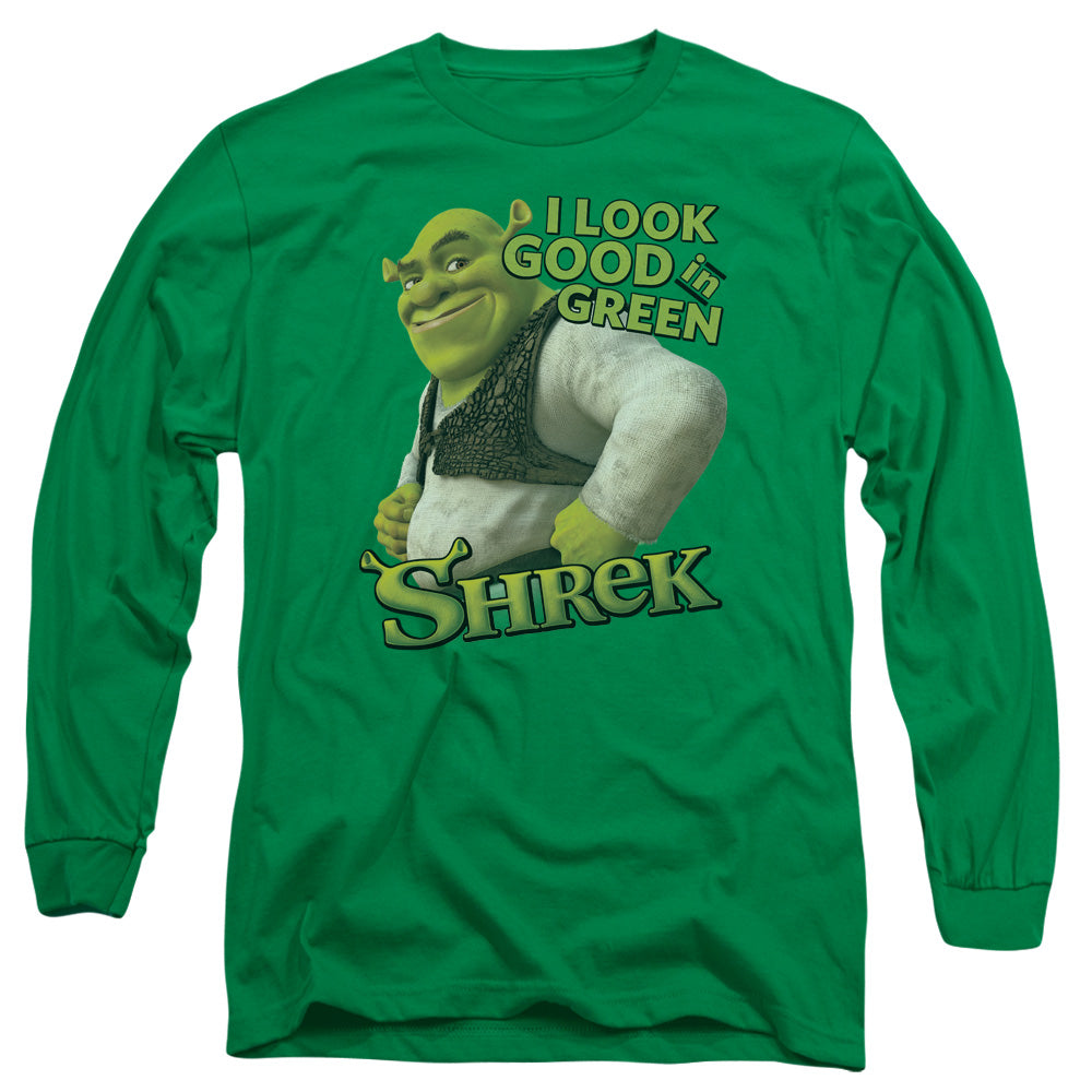 SHREK/LOOKING GOOD -  L/S ADULT 18/1  - KELLY GREEN