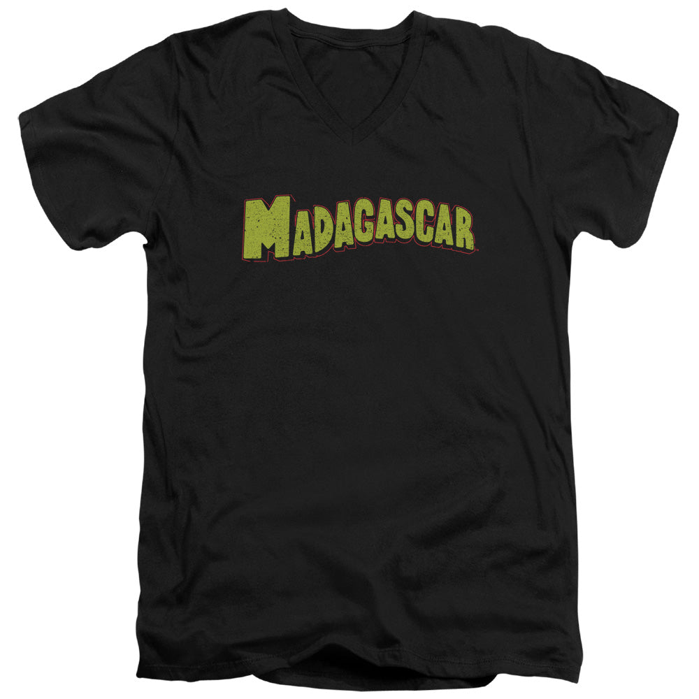 MADAGASCAR/LOGO - S/S ADULT V-NECK 30/1 - BLACK