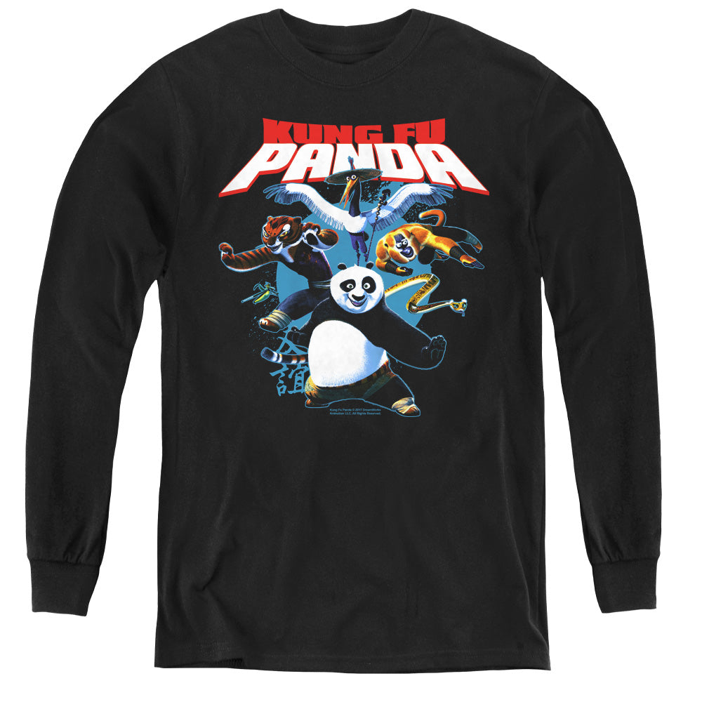 KUNG FU PANDA/KUNG FU GROUP - YOUTH LONG SLEEVE TEE - BLACK