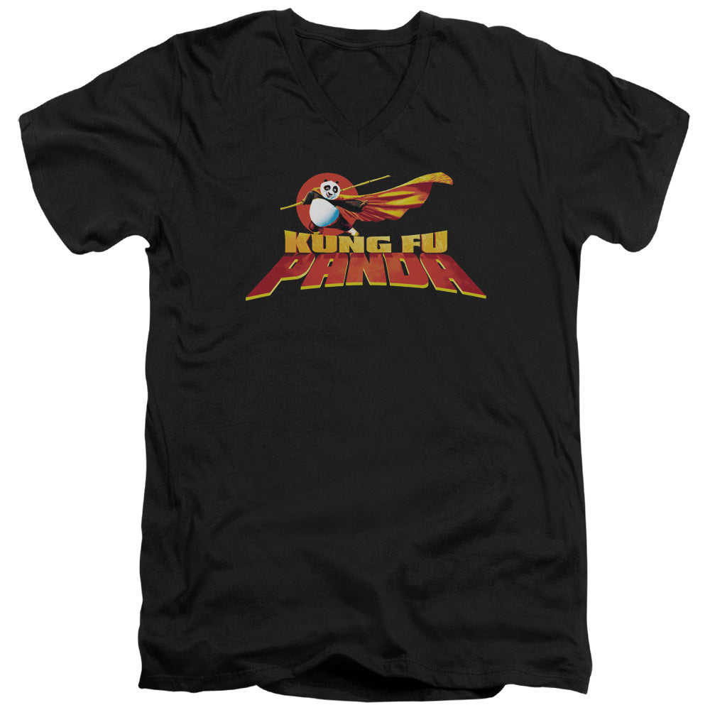 KUNG FU PANDA/LOGO - S/S ADULT V-NECK 30/1 - BLACK