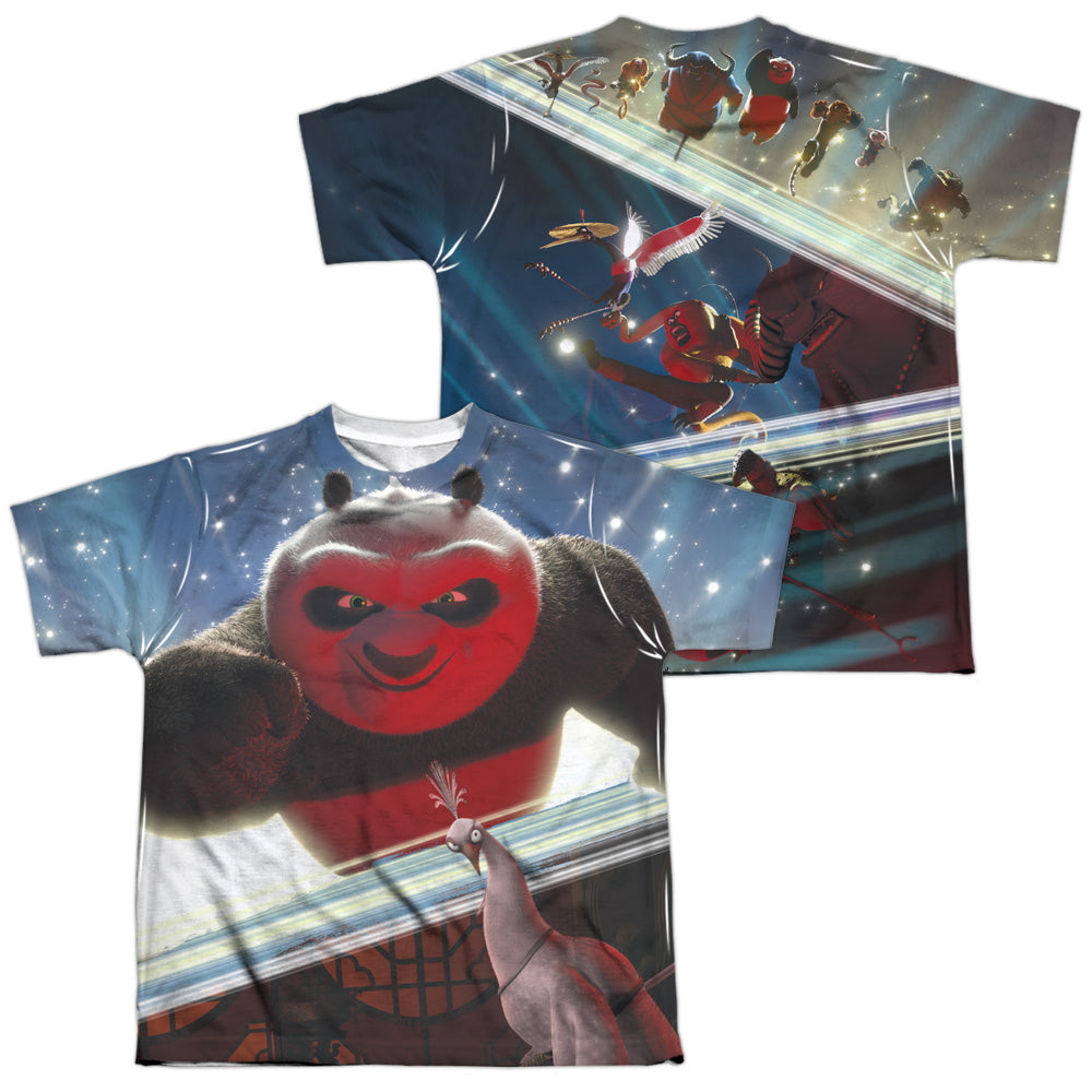 KUNG FU PANDA/EPIC JUMPING (FRONT/BACK PRINT) - S/S YOUTH POLY CREW - MULTI